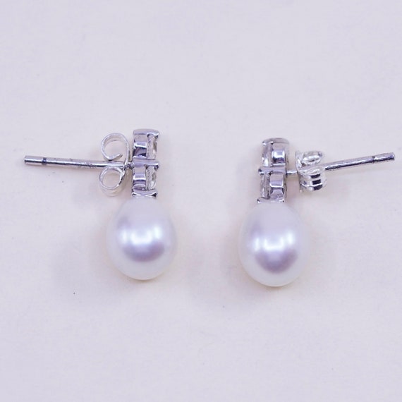 Vintage sterling silver earrings, 925 studs with … - image 1