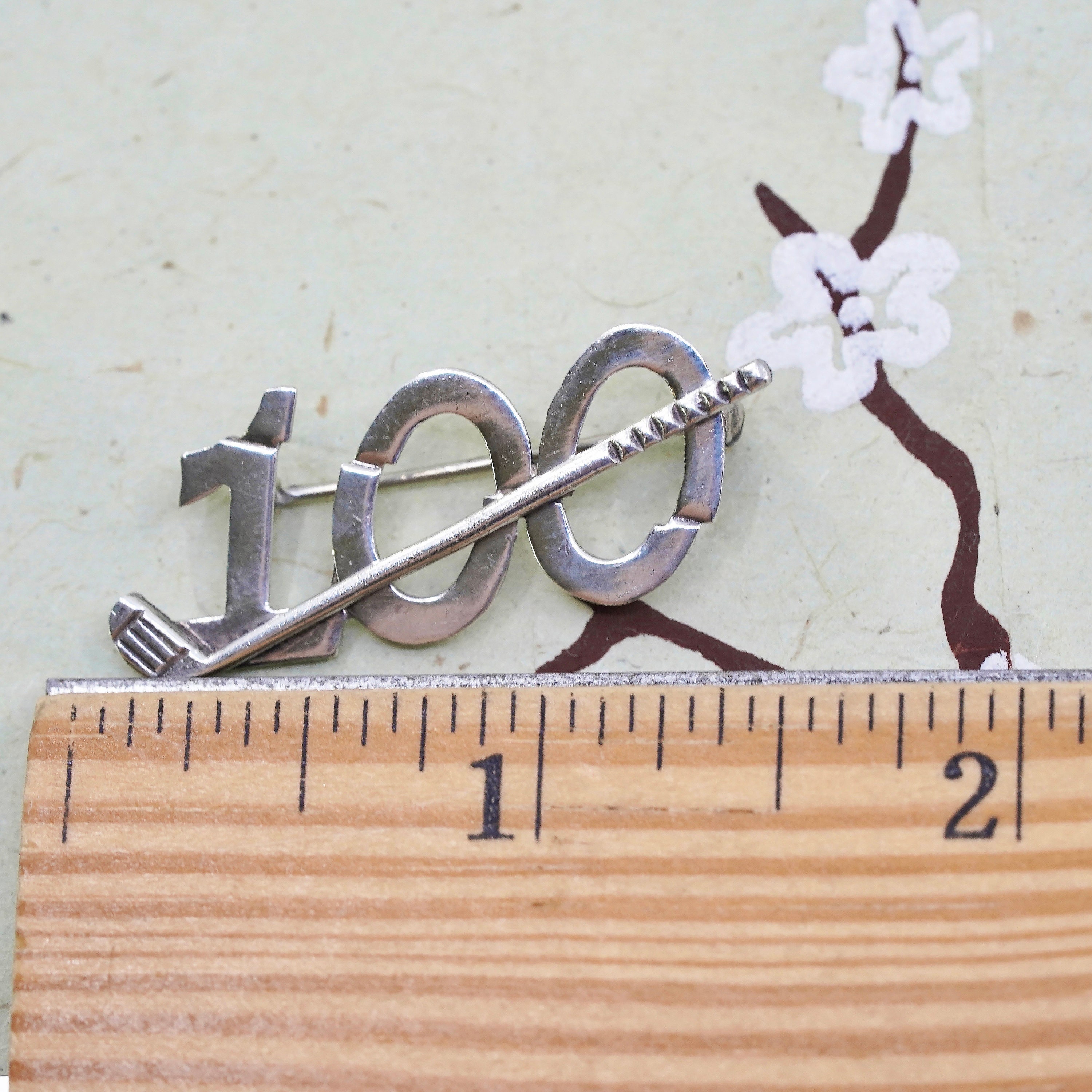 Vintage Leonore Doskow Sterling Silver Golf 100 Brooch
