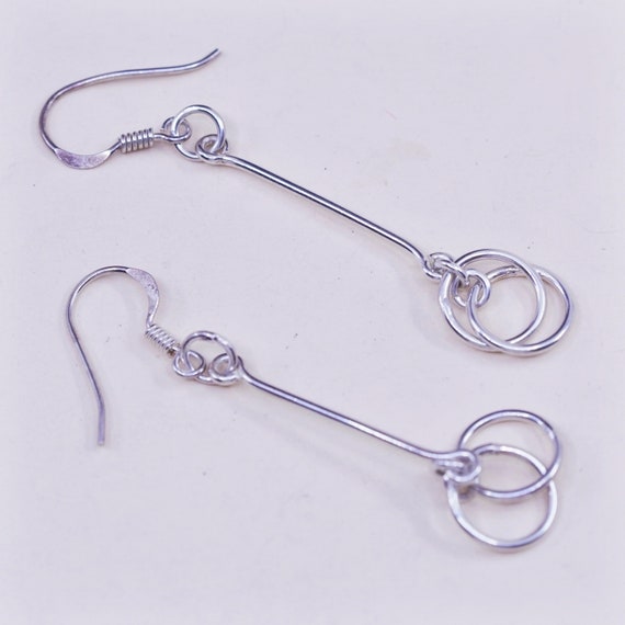 Vintage sterling silver handmade earrings, 925 ha… - image 1