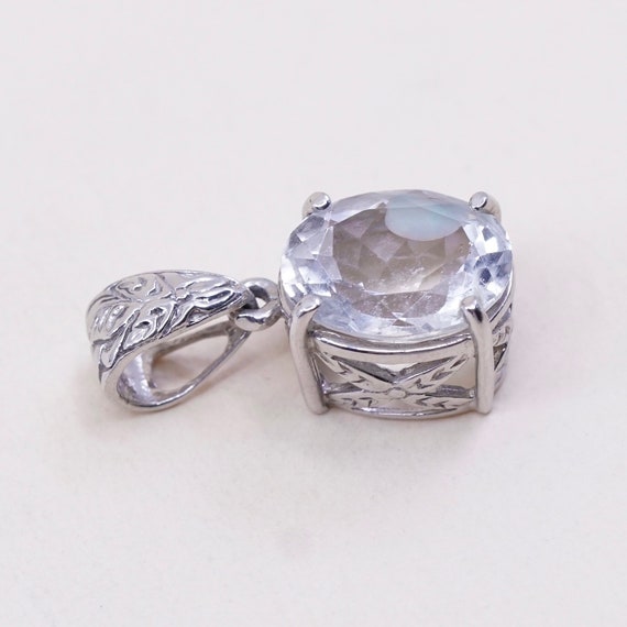 Vintage sterling silver cz crystal pendant, 925 p… - image 2