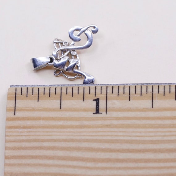 Vintage sterling silver handmade pendant, 925 music note charms, melody charm, stamped 925 TH SU View 6