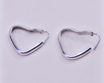 0.75", Orecchini cuore vintage in argento sterling, moda minimalista, 925 cerchi, timbrato 925