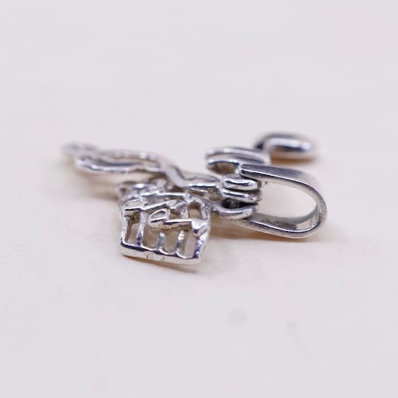 Vintage sterling silver handmade pendant, 925 music note charms, melody charm, stamped 925 TH SU View 4