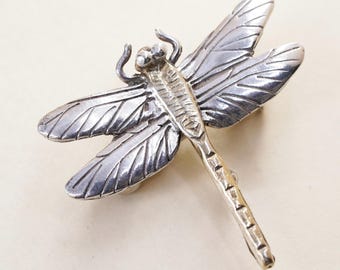 Broche vintage COURTNEY de dos tonos hecho a mano en plata esterlina, broche de libélula 925, estampado SS Courtney