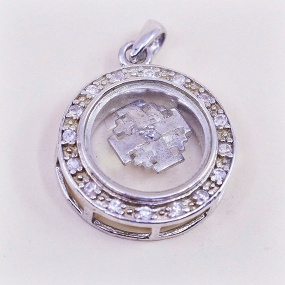 Vintage sterling silver cz crystal pendant 925 handmade charm stamped 925