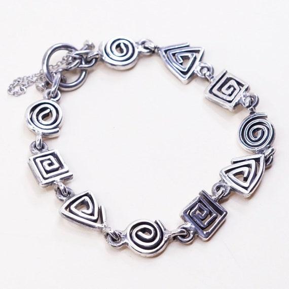 7", Vintage (030033) sterling silver link bracele… - image 1