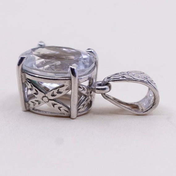 Vintage sterling silver cz crystal pendant, 925 p… - image 4
