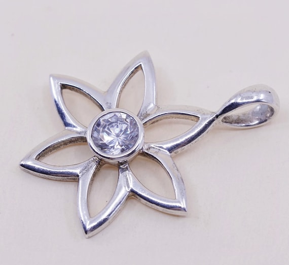Vintage Flower Shaped Crystals Inlay Pin Brooch 925 Sterling Bb 85 273818581785
