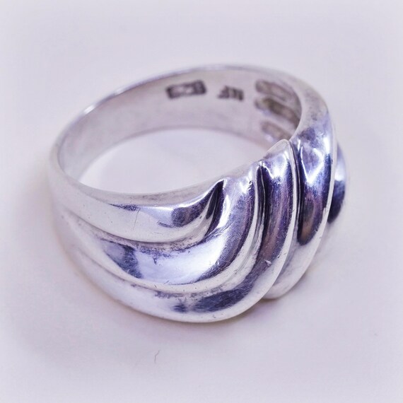Size 9 Vintage Sterling Silver Handmade Ribbed Ring Mexico - Etsy