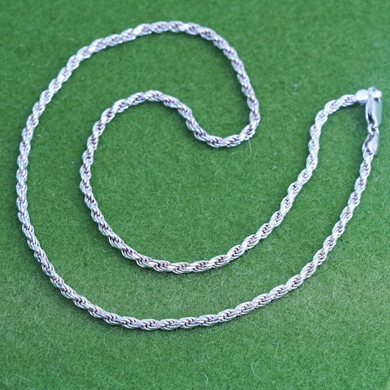18”, 3mm, Vintage Sterling Silver Necklace, Italy 925 Diamond Rope