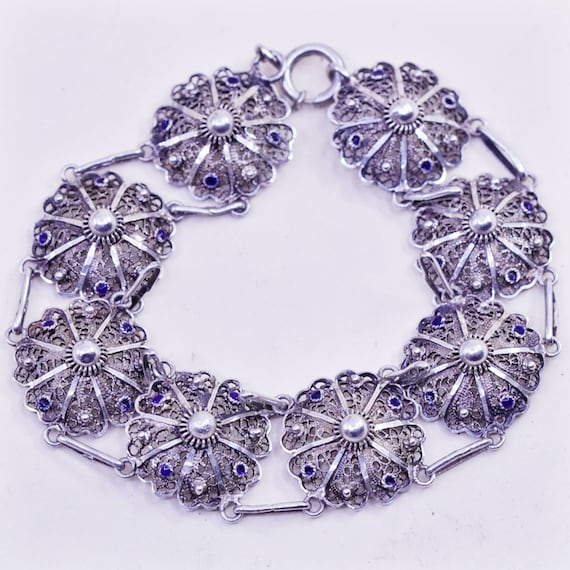 7.25”, vintage sterling silver handmade bracelet,… - image 1