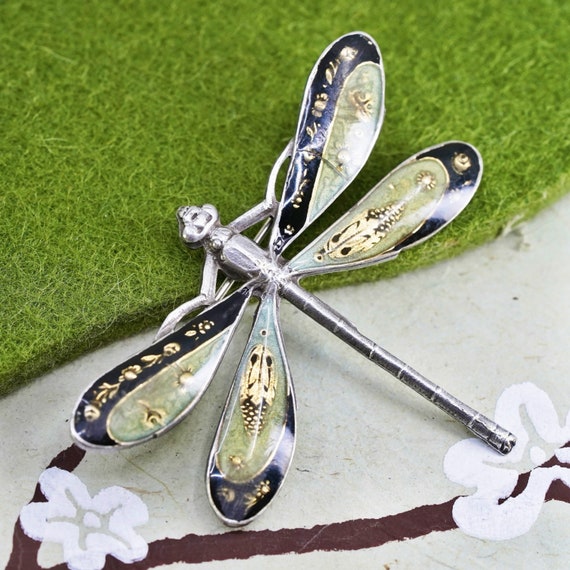 Vintage Catherine Popesco France Enamel Silver Tone Rhinestone Dragonfly Pin Stamped Catherine Popesco France Etsy