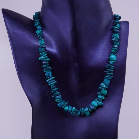 16”, Vintage malachite heishi handmade necklace - image 2