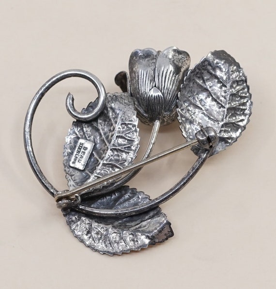 Vintage sterling silver handmade brooch, 925 silv… - image 2