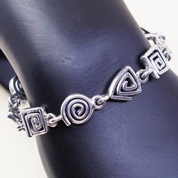 7", Vintage (030033) sterling silver link bracele… - image 3