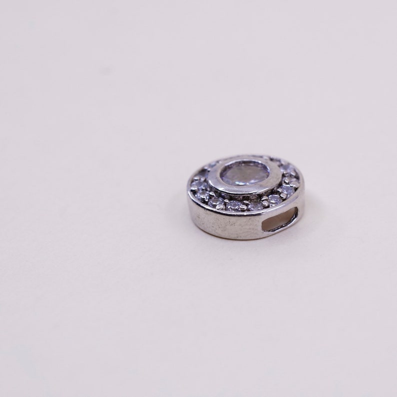 Vintage sterling silver cz crystal pendant 925 handmade charm stamped 925
