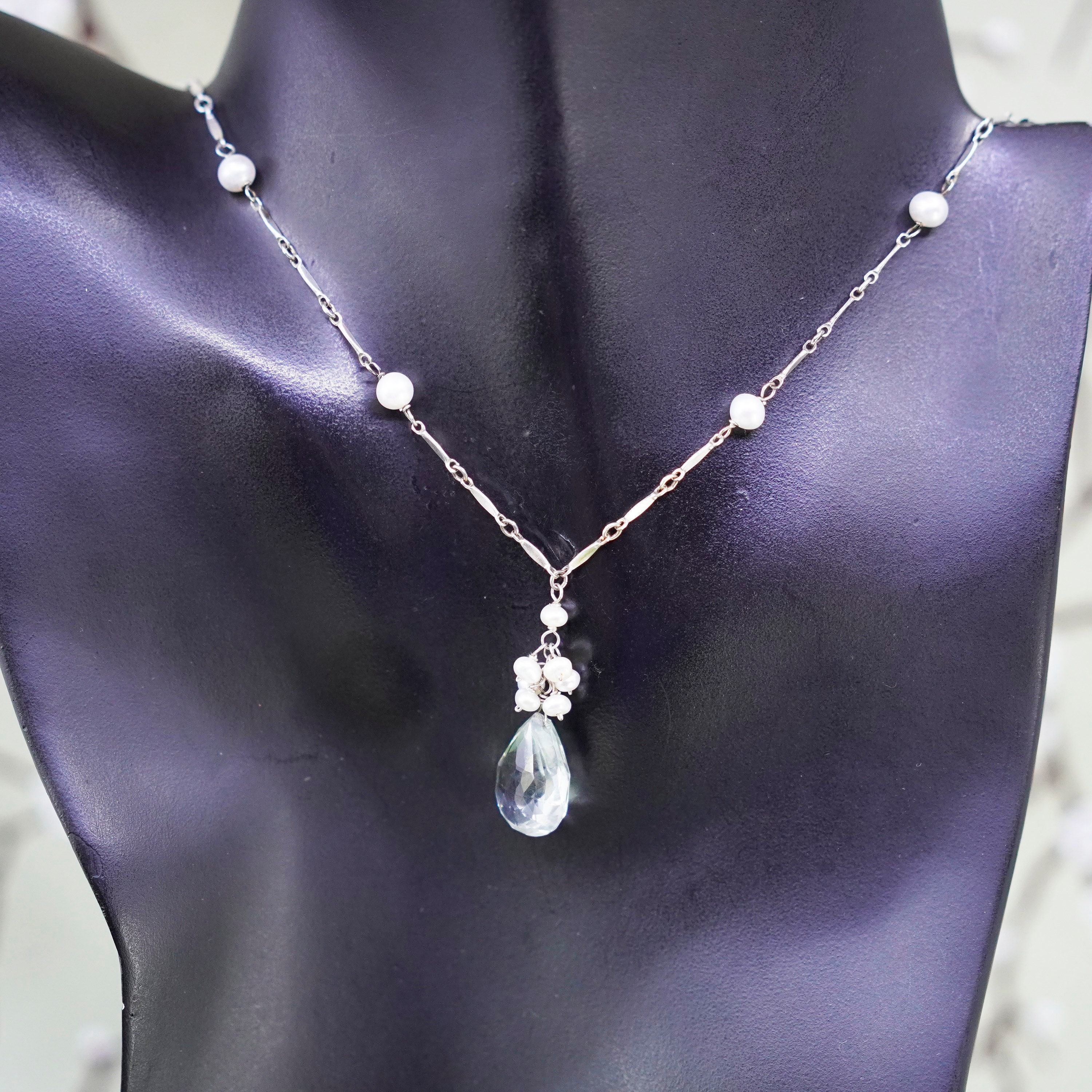 16+2インチ、ヴィンテージスターリングシルバーハンドメイドネックレス