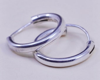 0.5", Vintage sterling silver loop earrings, fashion minimalist, fine 925 silver hoops