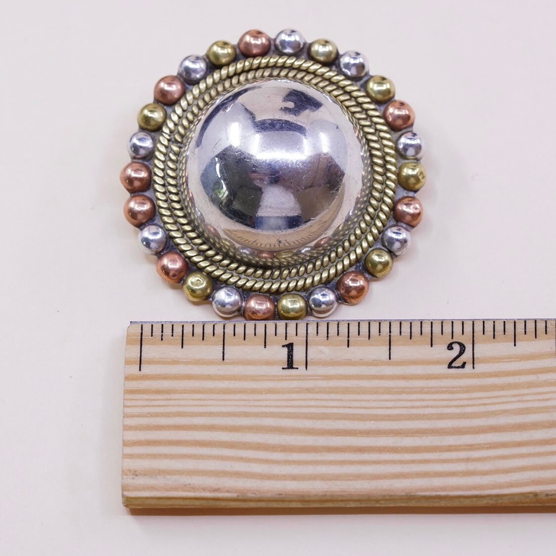 Vintage Triple Tone (001026) Sterling Silver Clip on