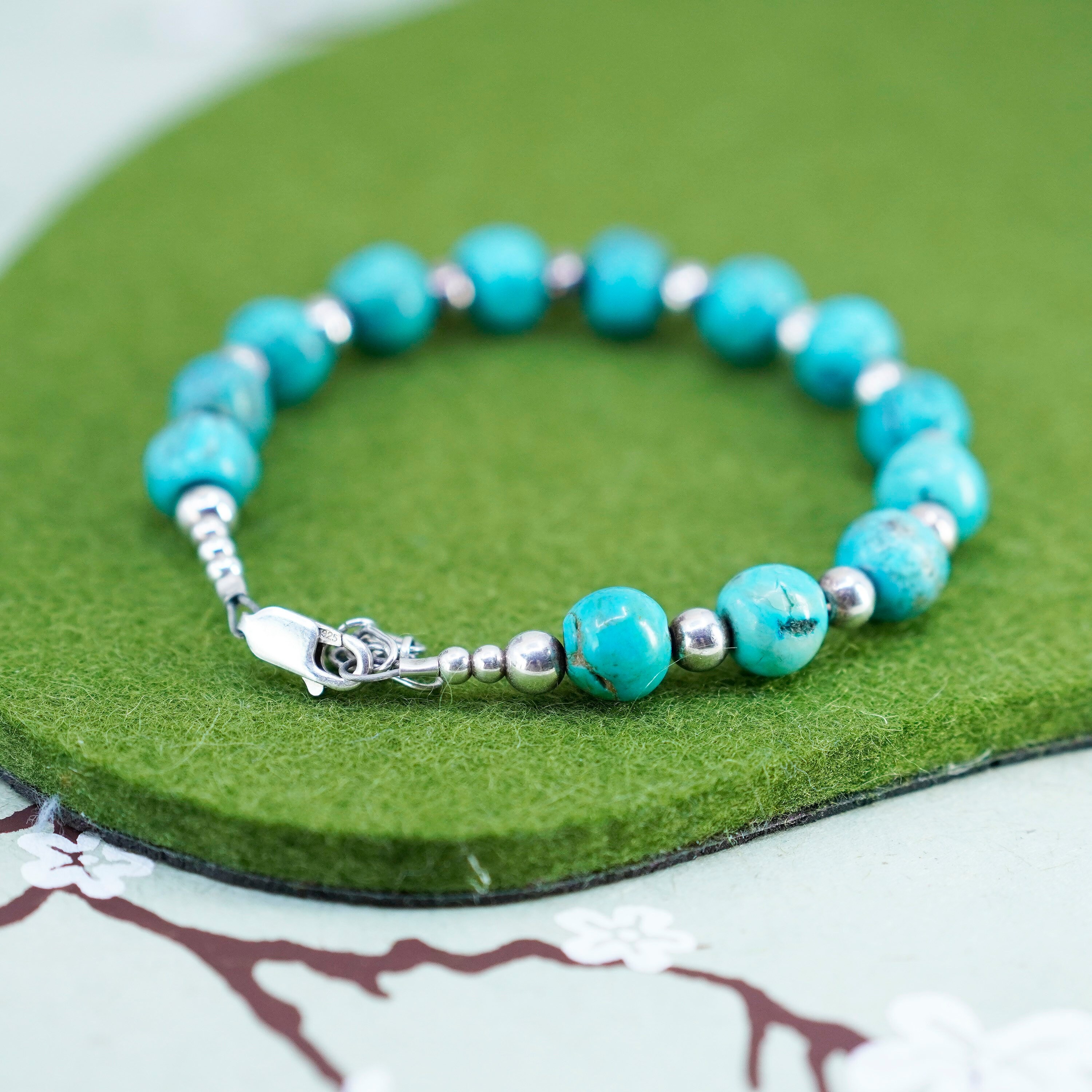 7+1”, Vintage Southwestern Sterling 925 Silver Handmade Bracelet