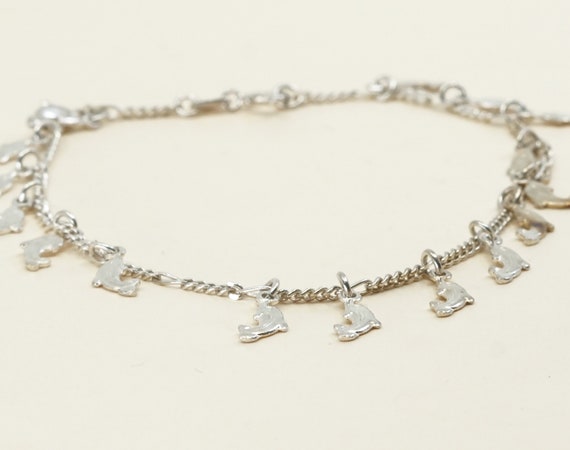 Sterling Silver Dolphin Charm Link Anklet 9 1//2 Inch