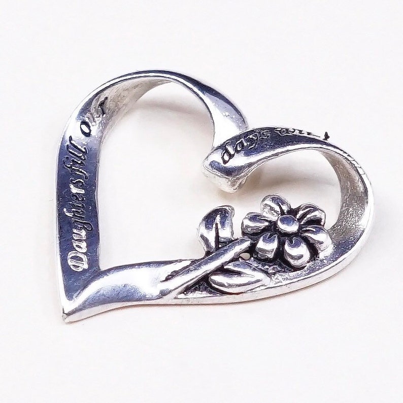 Sterling silver inspirational quote pendant Vintage 925 silver heart with daughters fill out days with sunshine and our hearts wi 020029