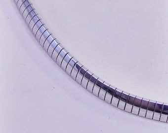 16”, 6mm, Vintage Italian milor sterling silver omega chain, bold 925 necklace, stamped Italy 925 Han