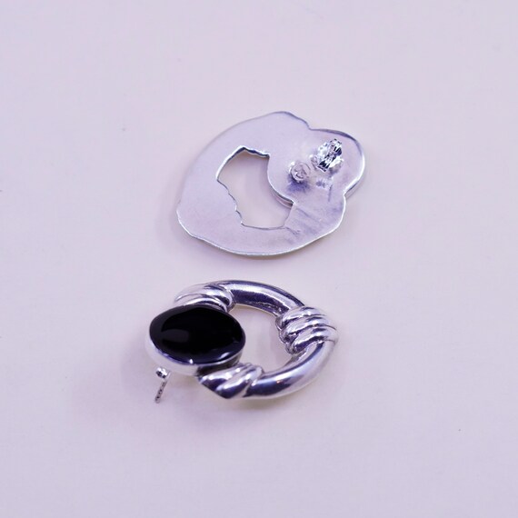 Vintage Sterling silver handmade earrings, Modern… - image 4