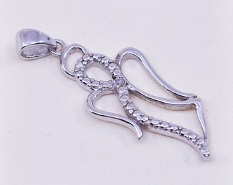 Ängelhänge i sterlingsilver, 925-berlock med diamantdetalj, stämplad 925