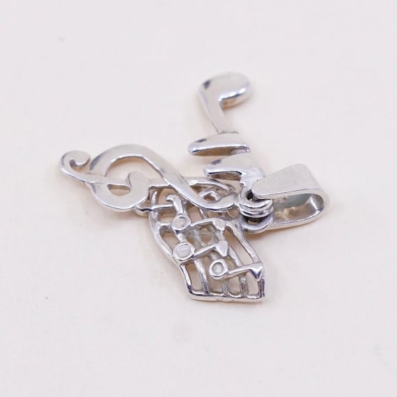 Vintage sterling silver handmade pendant, 925 music note charms, melody charm, stamped 925 TH SU