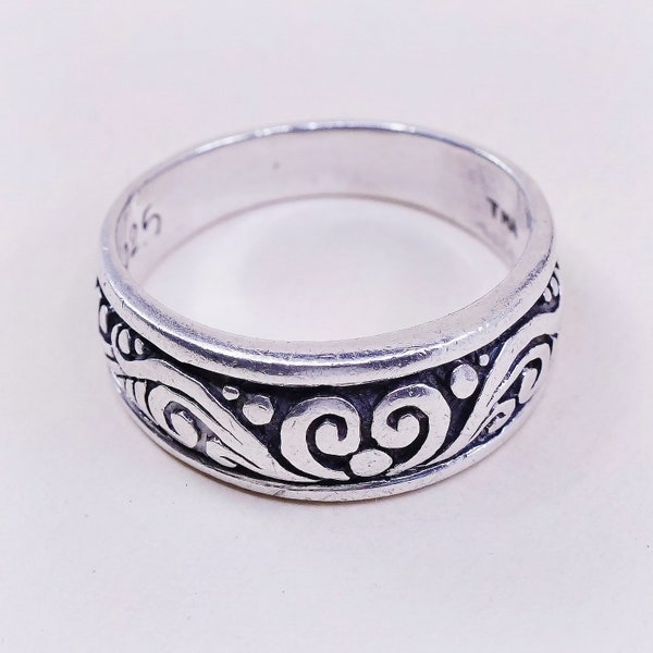 Size 9.25, vintage TMA Sterling silver handmade ring, swirl textured 925 band, stamped 925 TMA