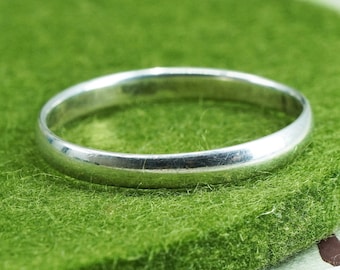 Size 12.25, vintage sterling silver handmade ring, 925 thin stackable band, stamped 925