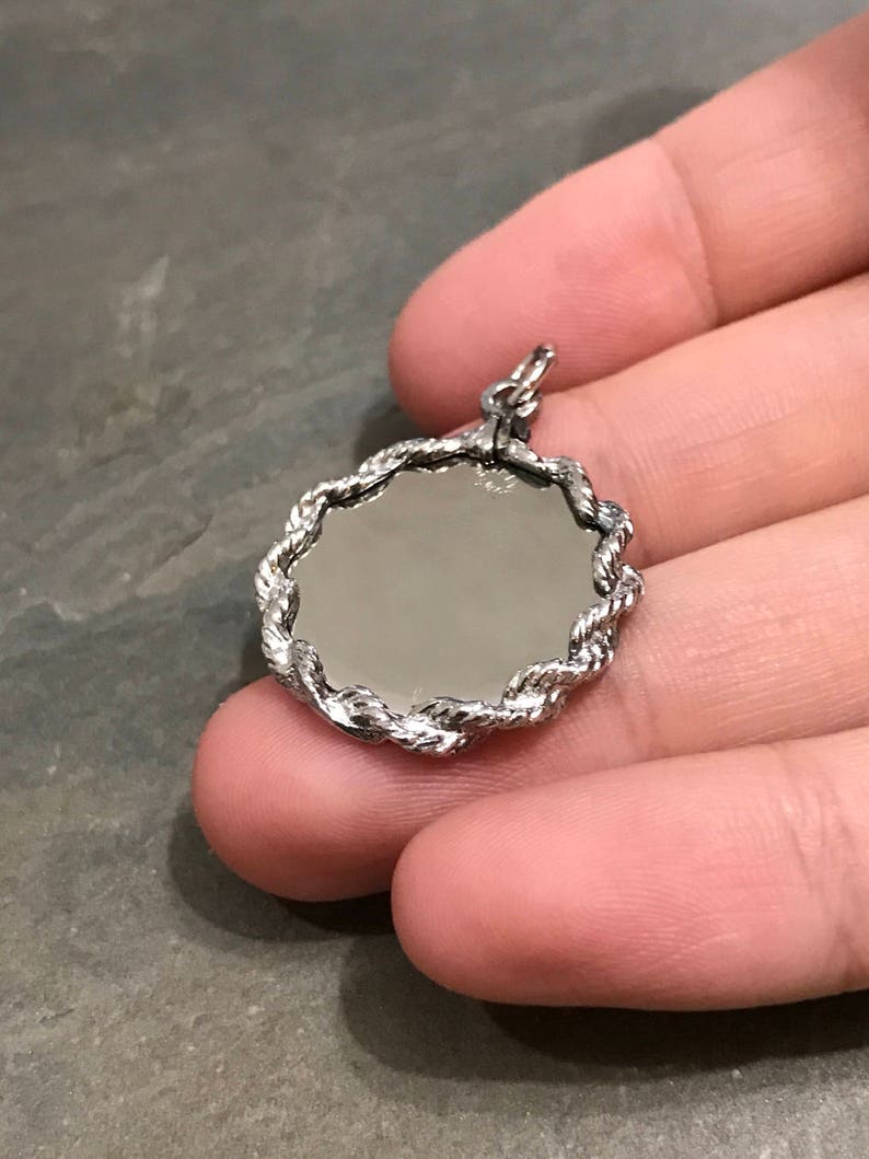 Sterling silver handmade pendant stamped sterling 021073 Vintage solid 925 silver coin engraved merry Christmas