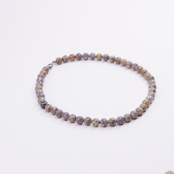 16", Vintage jasper beads necklace with 925 silve… - image 3