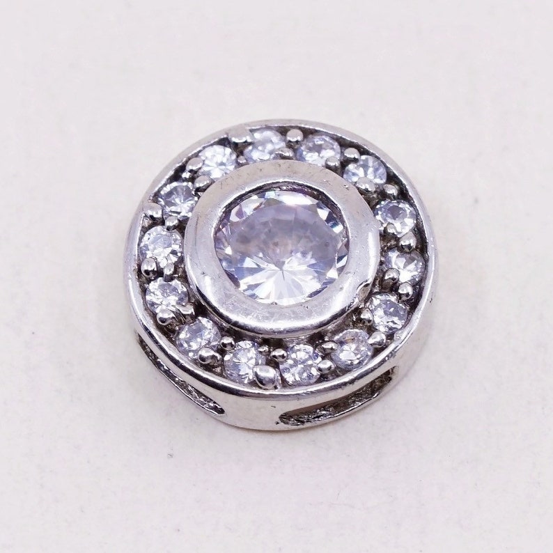 Vintage sterling silver cz crystal pendant 925 handmade charm stamped 925