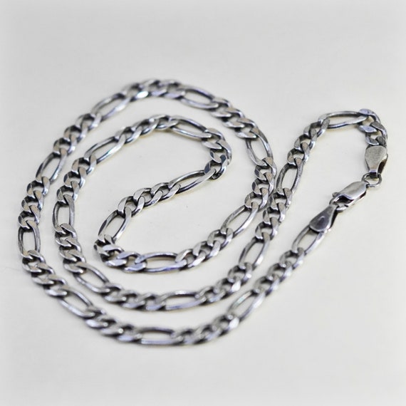 18”, 5mm, Vintage sterling silver figaro chain, b… - image 1