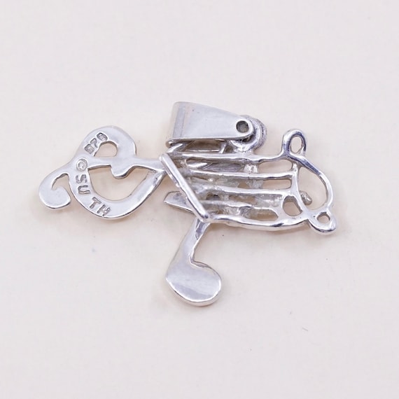Vintage sterling silver handmade pendant, 925 music note charms, melody charm, stamped 925 TH SU View 5