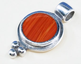 colgante de plata de ley vintage hecho a mano, México ATI 925 con ágata, estampado 925 México