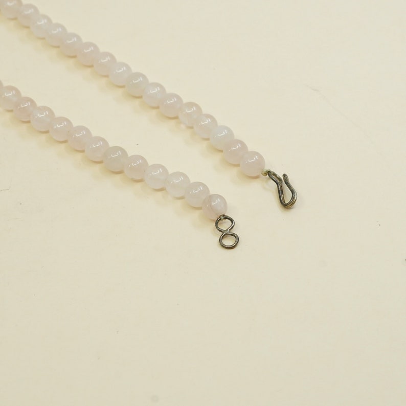 Vintage handmade Sterling silver clasp with pink quartz beads necklace 19\u201d