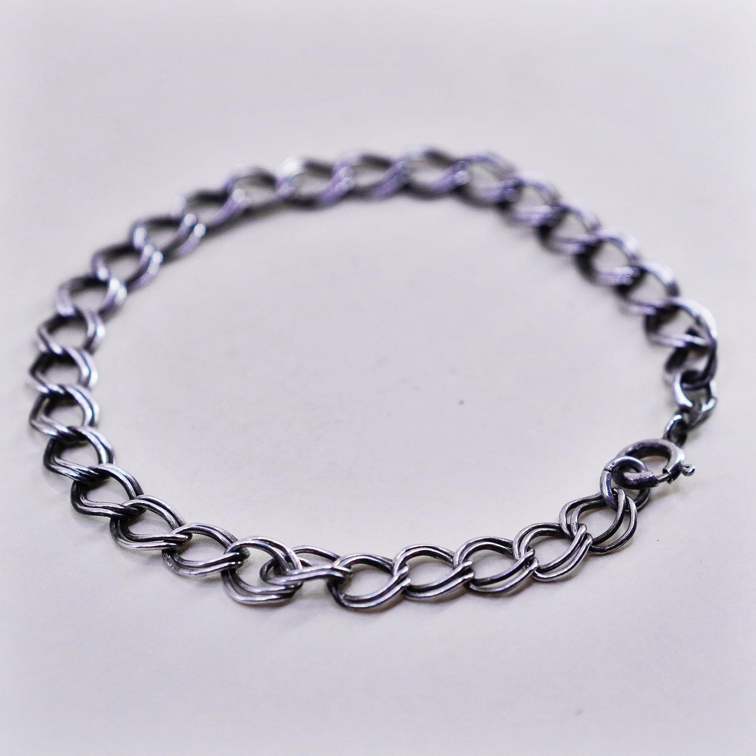 7.25”, 7mm, Vintage Prochain Sterling Silver Bracelet, 925 Double