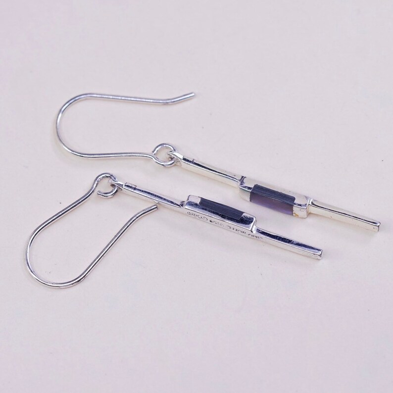 solid Thailand 925 silver with abalone inlay drops Vintage Sterling silver handmade earrings 001087 Stamped 925 thailand