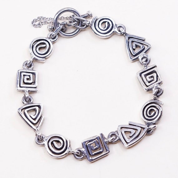 7", Vintage (030033) sterling silver link bracele… - image 2