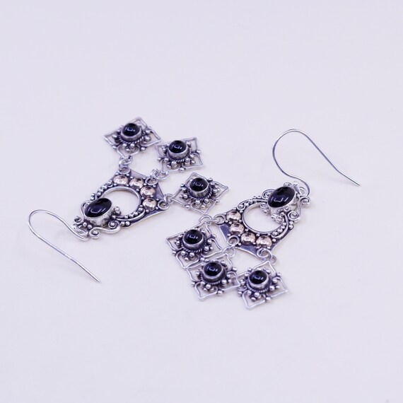 Vintage two tone Sterling 925 silver handmade ear… - image 3