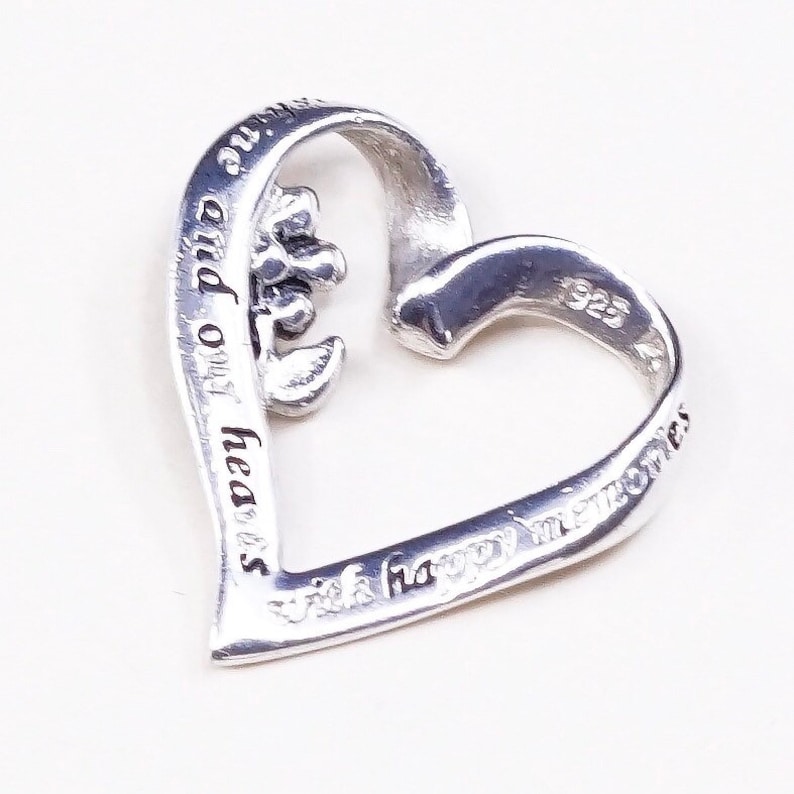Sterling silver inspirational quote pendant Vintage 925 silver heart with daughters fill out days with sunshine and our hearts wi 020029