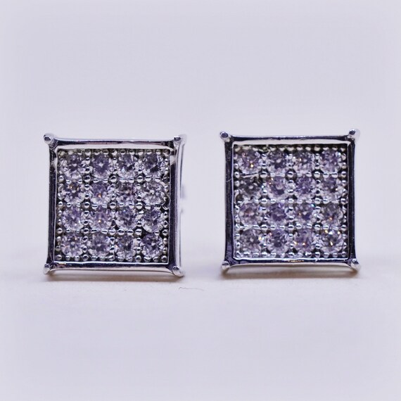 Vintage Lusso Sterling Silver Earrings 925 Studs With Square