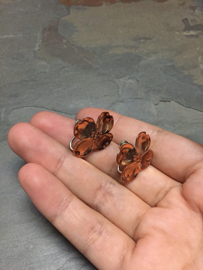 000599 solid 925 silver screw back earrings Sterling silver handmade earrings stamped Sterling Vintage flowery