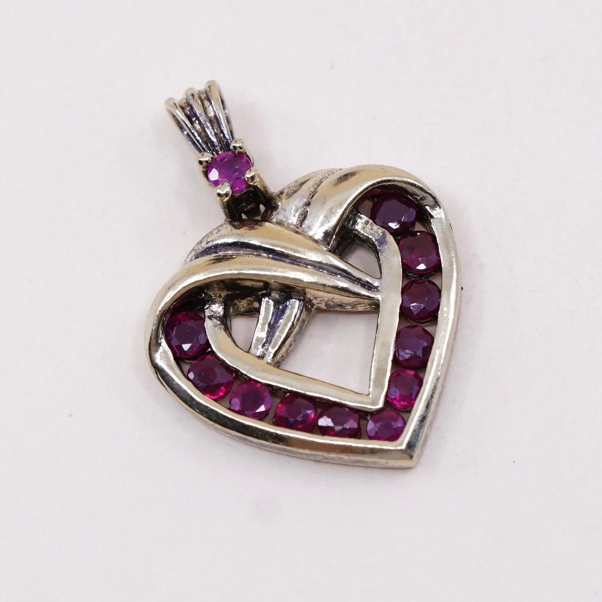 Vermeil Gold Over Sterling Silver Pendant, 925 Heart With Ruby, Stamped 925  China - Etsy