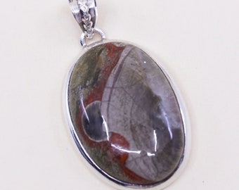 Colgante vintage de plata de ley hecho a mano, plata sólida 925 con patrón único de ágata, estampado 925
