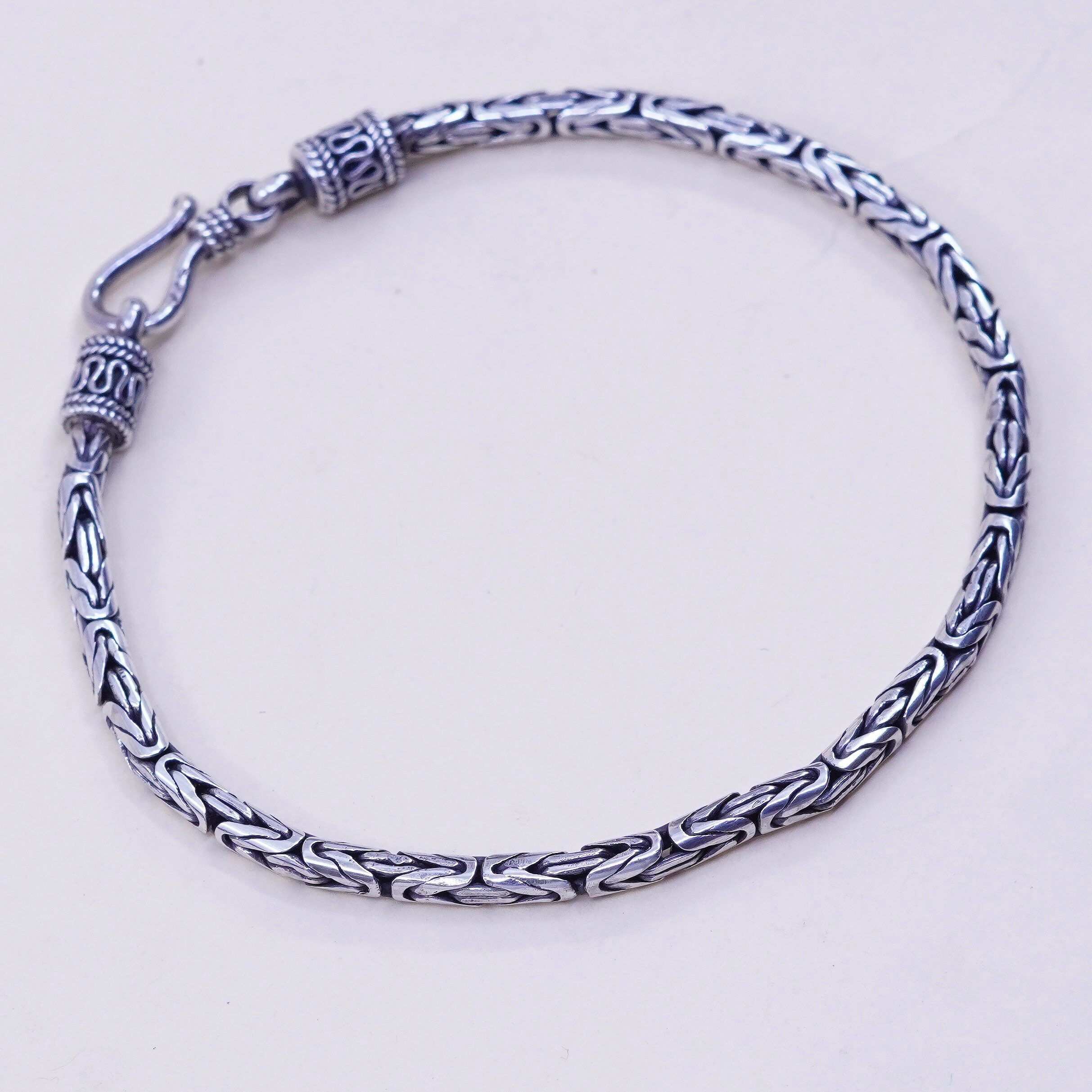 7.75”, 3mm, Vintage Bold Sterling Silver Handmade Bracelet 7.75”, 3mm, Vintage Bold Sterling Silver Handmade Bracelet