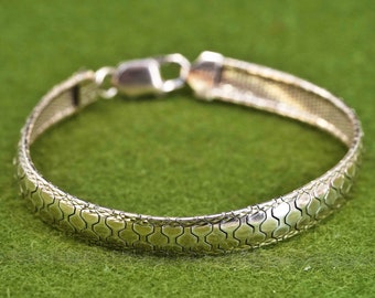 7.25", 8mm, Vintage vermeil gold over Sterling silver omega bracelet, Italy 925 chain, stamped 925 Italy